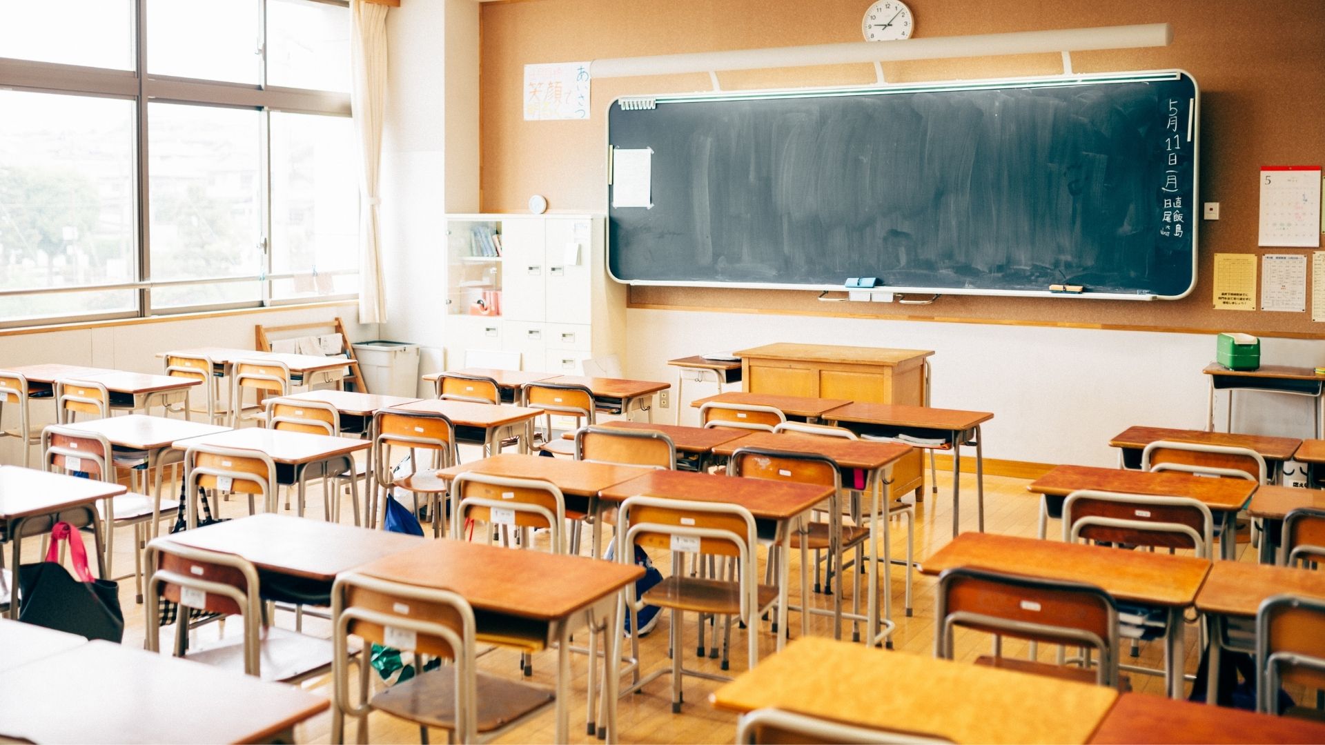 Clean and organised school classroom prepared for students as part of professional school cleaning.