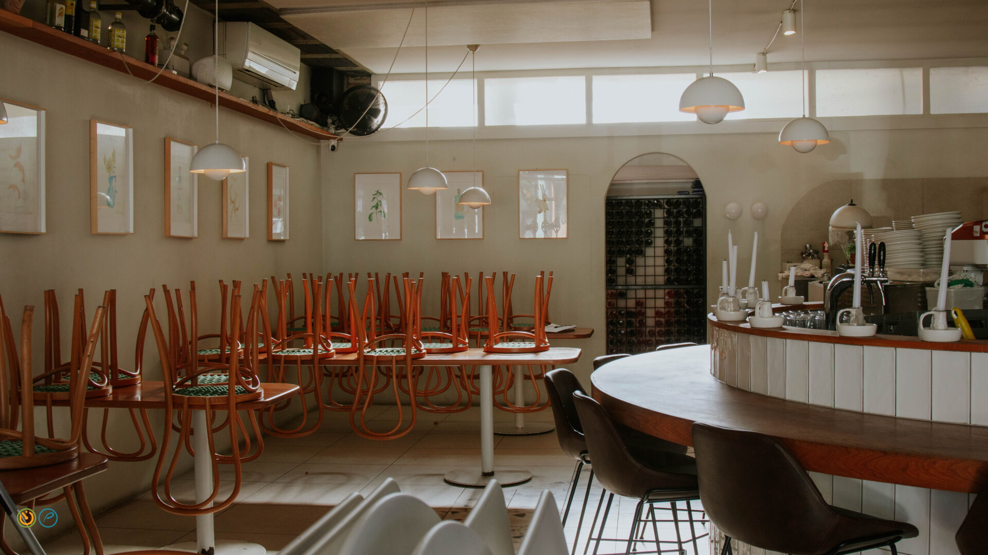 Clean restaurant dining area prepared for service as part of hospitality commercial cleaning.